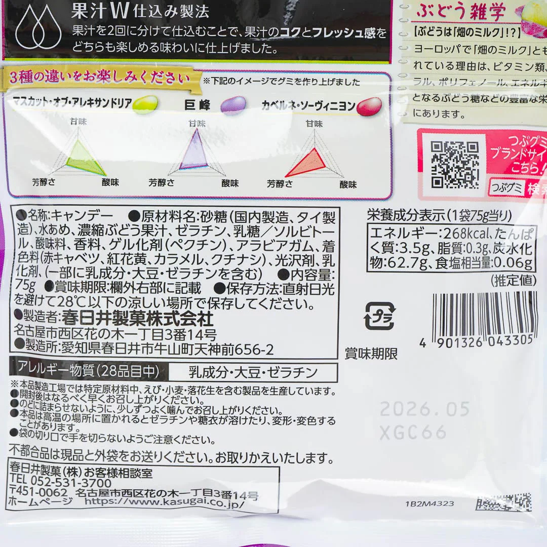 Kasugai Tsubu Premium Gummy Candy - Mixed Grapes - Image 3