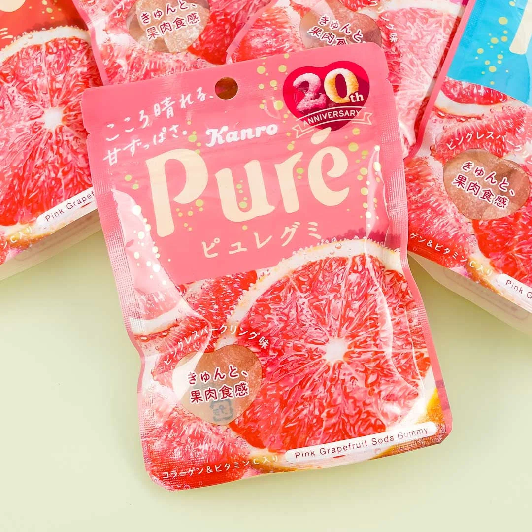 Kanro Puré Heart Gummy - Pink Grapefruit Soda