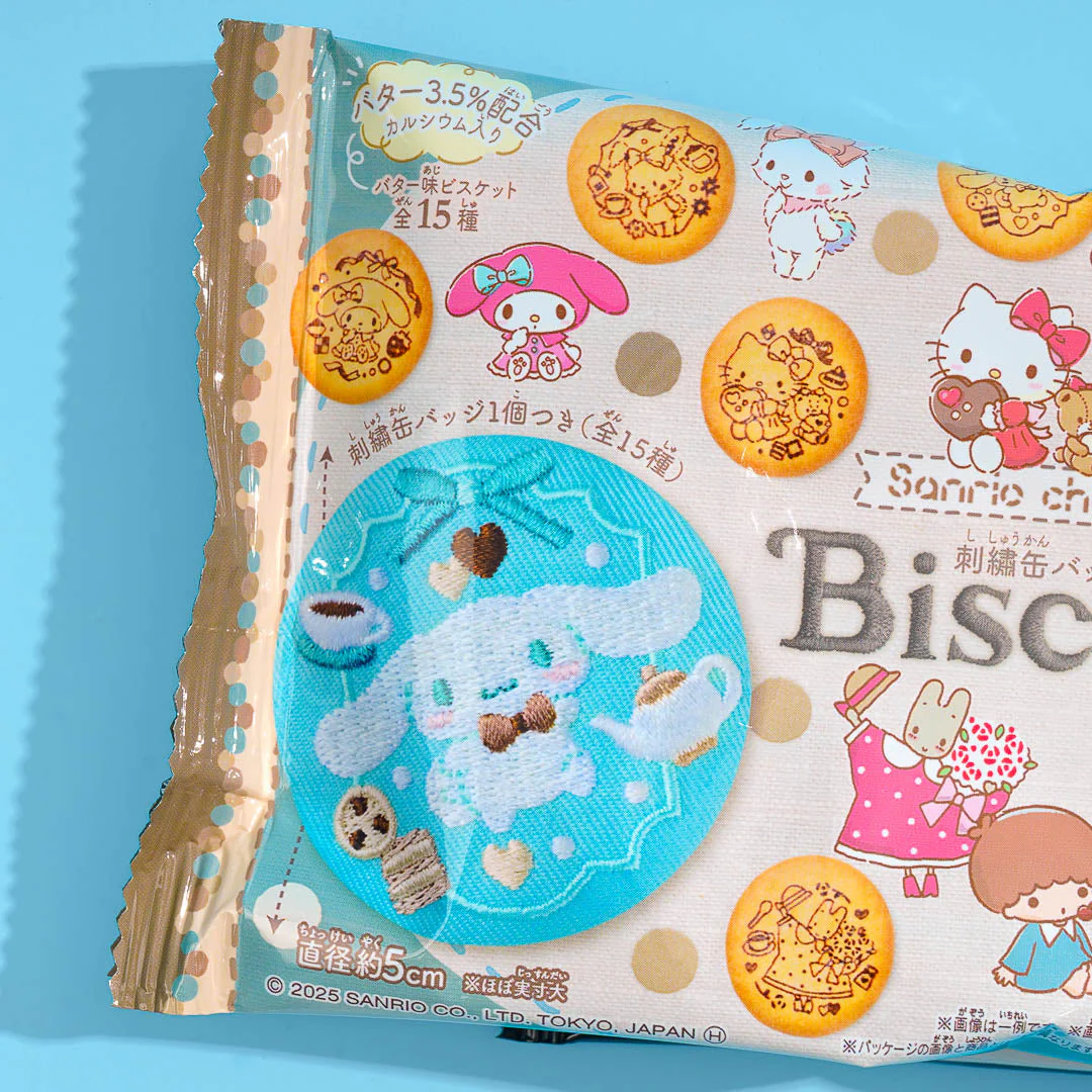 Sanrio Characters Tea Time Biscuits With Embroidered Can Badge - Image 2
