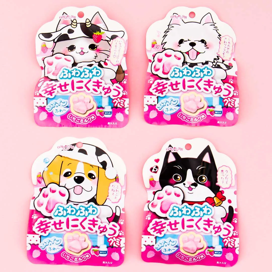 Senjaku Happy Nikukyu Paw Gummy - Strawberry Milk - Image 2
