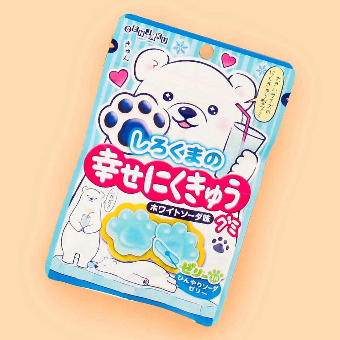 Happy Nikukyu Polar Bear Paw Gummies - White Soda